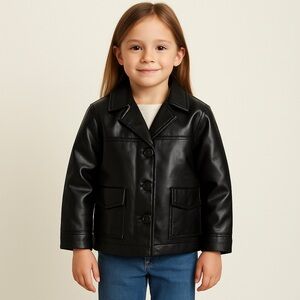 Gap kids Leather black button down jacket for girls size small